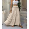 imageANRABESS Womens Maxi Skirt Flowy Swing Ruffle Tiered Elastic High Waist Long Skirts 2026 Summer Casual Beach Vacation ClothesApricot