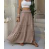 imageANRABESS Womens Maxi Skirt Flowy Swing Ruffle Tiered Elastic High Waist Long Skirts 2026 Summer Casual Beach Vacation ClothesLight Brown