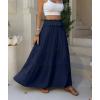 imageANRABESS Womens Maxi Skirt Flowy Swing Ruffle Tiered Elastic High Waist Long Skirts 2026 Summer Casual Beach Vacation ClothesNavy Blue
