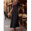 imageANRABESS Womens Summer Casual Maxi Dress Short Sleeve Crewneck Split WrinkleFree Travel Long Sundress Beach Vacation ClothesBlack