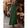 imageANRABESS Womens Summer Casual Maxi Dress Short Sleeve Crewneck Split WrinkleFree Travel Long Sundress Beach Vacation ClothesDeep Green