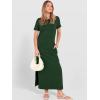 imageANRABESS Womens Summer Casual Maxi Dress Short Sleeve Crewneck Split WrinkleFree Travel Long Sundress Beach Vacation ClothesDeep Green