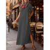 imageANRABESS Womens Summer Casual Maxi Dress Short Sleeve Crewneck Split WrinkleFree Travel Long Sundress Beach Vacation ClothesDeep Grey