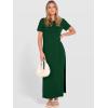 imageANRABESS Womens Summer Casual Maxi Dress Short Sleeve Crewneck Split WrinkleFree Travel Long Sundress Beach Vacation ClothesForest Green