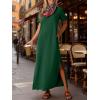 imageANRABESS Womens Summer Casual Maxi Dress Short Sleeve Crewneck Split WrinkleFree Travel Long Sundress Beach Vacation ClothesForest Green
