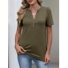 imageANRABESS Womens Tops Business Casual 2026 Spring Short Sleeve Henley V Neck Shirts Dressy Work Blouse Summer Trendy ClothingArmy Green