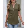 imageANRABESS Womens Tops Business Casual 2026 Spring Short Sleeve Henley V Neck Shirts Dressy Work Blouse Summer Trendy ClothingArmy Green