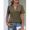 imageANRABESS Womens Tops Business Casual 2026 Spring Short Sleeve Henley V Neck Shirts Dressy Work Blouse Summer Trendy ClothingArmy Green
