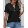 imageANRABESS Womens Tops Business Casual 2026 Spring Short Sleeve Henley V Neck Shirts Dressy Work Blouse Summer Trendy ClothingBlack