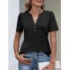 imageANRABESS Womens Tops Business Casual 2026 Spring Short Sleeve Henley V Neck Shirts Dressy Work Blouse Summer Trendy ClothingBlack