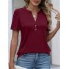 imageANRABESS Womens Tops Business Casual 2026 Spring Short Sleeve Henley V Neck Shirts Dressy Work Blouse Summer Trendy ClothingBurgundy