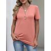 imageANRABESS Womens Tops Business Casual 2026 Spring Short Sleeve Henley V Neck Shirts Dressy Work Blouse Summer Trendy ClothingCoral Pink