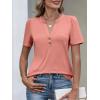 imageANRABESS Womens Tops Business Casual 2026 Spring Short Sleeve Henley V Neck Shirts Dressy Work Blouse Summer Trendy ClothingCoral Pink