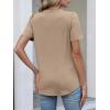imageANRABESS Womens Tops Business Casual 2026 Spring Short Sleeve Henley V Neck Shirts Dressy Work Blouse Summer Trendy ClothingLight Brown