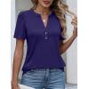 imageANRABESS Womens Tops Business Casual 2026 Spring Short Sleeve Henley V Neck Shirts Dressy Work Blouse Summer Trendy ClothingNavy Blue