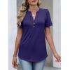 imageANRABESS Womens Tops Business Casual 2026 Spring Short Sleeve Henley V Neck Shirts Dressy Work Blouse Summer Trendy ClothingNavy Blue