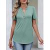 imageANRABESS Womens Tops Business Casual 2026 Spring Short Sleeve Henley V Neck Shirts Dressy Work Blouse Summer Trendy ClothingSage Green