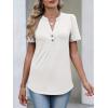 imageANRABESS Womens Tops Business Casual 2026 Spring Short Sleeve Henley V Neck Shirts Dressy Work Blouse Summer Trendy ClothingWhite