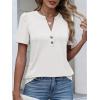 imageANRABESS Womens Tops Business Casual 2026 Spring Short Sleeve Henley V Neck Shirts Dressy Work Blouse Summer Trendy ClothingWhite
