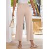 imageANRABESS Womens Wide Leg Pants Summer Lounge Elastic Waist Palazzo Pants Lightweight Beach Vacation Trousers with PocketsApricot