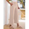 imageANRABESS Womens Wide Leg Pants Summer Lounge Elastic Waist Palazzo Pants Lightweight Beach Vacation Trousers with PocketsApricot