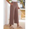 imageANRABESS Womens Wide Leg Pants Summer Lounge Elastic Waist Palazzo Pants Lightweight Beach Vacation Trousers with PocketsBrown