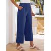 imageANRABESS Womens Wide Leg Pants Summer Lounge Elastic Waist Palazzo Pants Lightweight Beach Vacation Trousers with PocketsNavy Blue