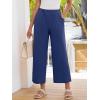 imageANRABESS Womens Wide Leg Pants Summer Lounge Elastic Waist Palazzo Pants Lightweight Beach Vacation Trousers with PocketsNavy Blue