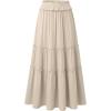 imageANRABESS Womens Maxi Skirt Flowy Swing Ruffle Tiered Elastic High Waist Long Skirts 2026 Summer Casual Beach Vacation ClothesApricot