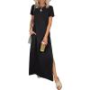 imageANRABESS Womens Summer Casual Maxi Dress Short Sleeve Crewneck Split WrinkleFree Travel Long Sundress Beach Vacation ClothesBlack