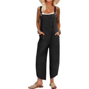 imageANRABESS Overalls for Women Casual Summer Jumpsuits Adjustable Straps Loose Fit Bib Overalls Pockets Spring Vacation ClothesBlack