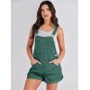 imageANRABESS Overalls for Women Denim Shorts Overalls 2026 Summer Casual Loose Fit Adjustable Rompers Jean jumpsuit Bib ShortallsDeep Green