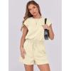 imageANRABESS Rompers for Women Summer 2026 Casual Cap Sleeve Crewneck Drawstring One Piece Jumpsuit Outfits with PocketsBeige