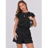 imageANRABESS Rompers for Women Summer 2026 Casual Cap Sleeve Crewneck Drawstring One Piece Jumpsuit Outfits with PocketsBlack