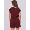imageANRABESS Rompers for Women Summer 2026 Casual Cap Sleeve Crewneck Drawstring One Piece Jumpsuit Outfits with PocketsBurgundy