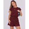 imageANRABESS Rompers for Women Summer 2026 Casual Cap Sleeve Crewneck Drawstring One Piece Jumpsuit Outfits with PocketsBurgundy
