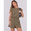 imageANRABESS Rompers for Women Summer 2026 Casual Cap Sleeve Crewneck Drawstring One Piece Jumpsuit Outfits with PocketsKhaiki