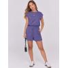 imageANRABESS Rompers for Women Summer 2026 Casual Cap Sleeve Crewneck Drawstring One Piece Jumpsuit Outfits with PocketsLight Purple