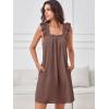 imageANRABESS Summer Dress for Women 2026 Casual Sleeveless Square Neck Ruffle Strap Beach Vacation Sundress with PocketsCoffee