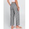 imageANRABESS Women Striped Gingham Palazzo Cropped Pants Wide Leg Pajama Lounge Pants Plaid PJ Bottoms Cute Trousers with PocketsBlack White Plaid