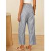 imageANRABESS Women Striped Gingham Palazzo Cropped Pants Wide Leg Pajama Lounge Pants Plaid PJ Bottoms Cute Trousers with PocketsBlack White Stripe