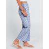 imageANRABESS Women Striped Gingham Palazzo Cropped Pants Wide Leg Pajama Lounge Pants Plaid PJ Bottoms Cute Trousers with PocketsBlue White Plaid