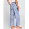 imageANRABESS Women Striped Gingham Palazzo Cropped Pants Wide Leg Pajama Lounge Pants Plaid PJ Bottoms Cute Trousers with PocketsBlue White Plaid