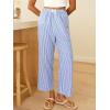 imageANRABESS Women Striped Gingham Palazzo Cropped Pants Wide Leg Pajama Lounge Pants Plaid PJ Bottoms Cute Trousers with PocketsBlue White Stripe