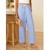 imageANRABESS Women Striped Gingham Palazzo Cropped Pants Wide Leg Pajama Lounge Pants Plaid PJ Bottoms Cute Trousers with PocketsBlue White Stripe
