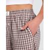 imageANRABESS Women Striped Gingham Palazzo Cropped Pants Wide Leg Pajama Lounge Pants Plaid PJ Bottoms Cute Trousers with PocketsBrown White Plaid