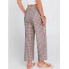 imageANRABESS Women Striped Gingham Palazzo Cropped Pants Wide Leg Pajama Lounge Pants Plaid PJ Bottoms Cute Trousers with PocketsBrown White Plaid
