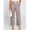 imageANRABESS Women Striped Gingham Palazzo Cropped Pants Wide Leg Pajama Lounge Pants Plaid PJ Bottoms Cute Trousers with PocketsBrown White Plaid