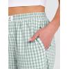 imageANRABESS Women Striped Gingham Palazzo Cropped Pants Wide Leg Pajama Lounge Pants Plaid PJ Bottoms Cute Trousers with PocketsGreen White Plaid