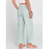 imageANRABESS Women Striped Gingham Palazzo Cropped Pants Wide Leg Pajama Lounge Pants Plaid PJ Bottoms Cute Trousers with PocketsGreen White Plaid